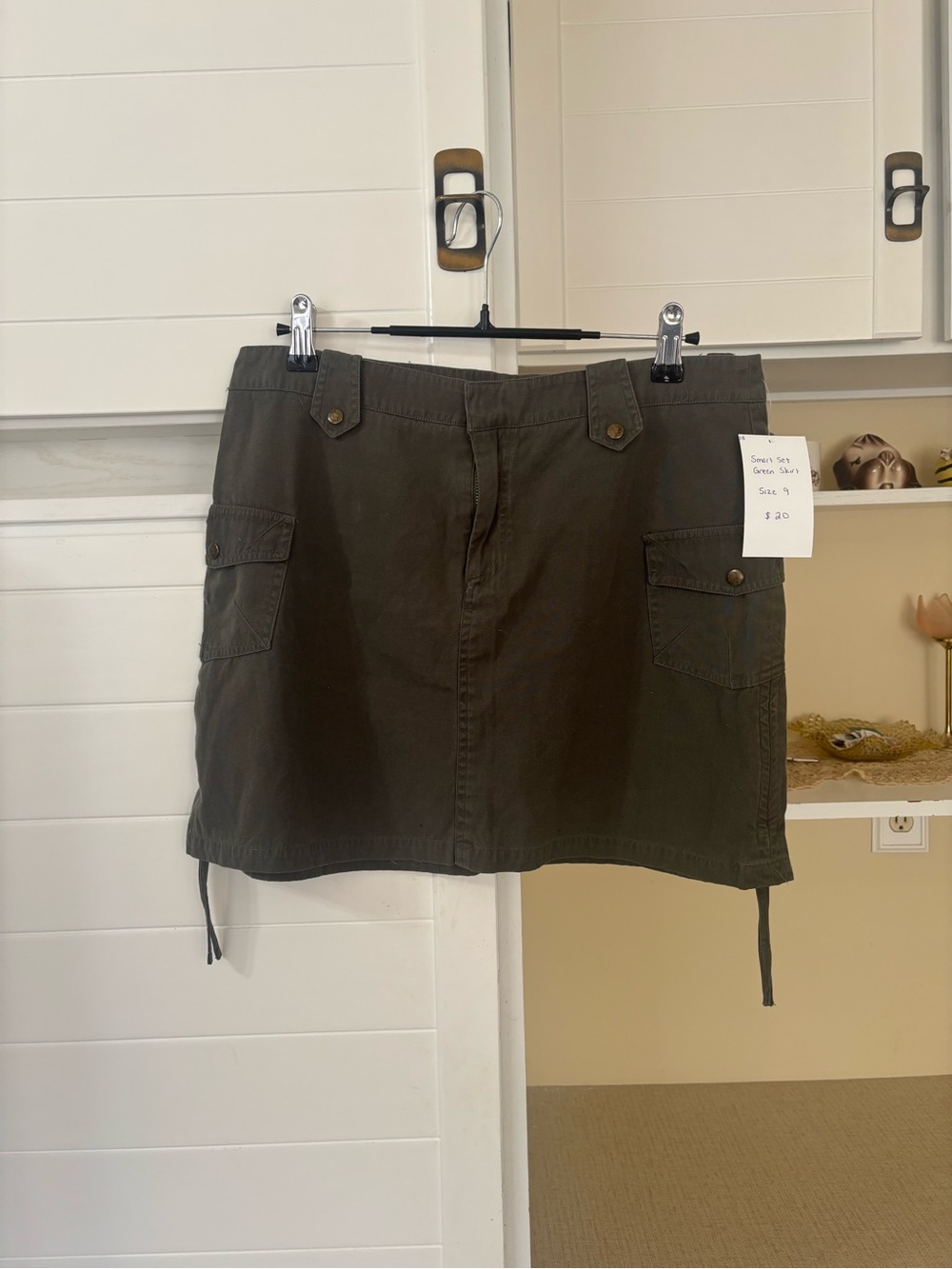 Vintage Khaki Green Mini Cargo Skirt